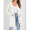 imagePRETTYGARDEN Long Sleeve Cable Knit Long Cardigan for Women 2025 Fall Winter Chunky Open Front Button Sweaters with PocketsWhite