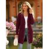 imagePRETTYGARDEN Long Sleeve Cable Knit Long Cardigan for Women 2025 Fall Winter Chunky Open Front Button Sweaters with PocketsWine Red