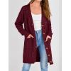 imagePRETTYGARDEN Long Sleeve Cable Knit Long Cardigan for Women 2025 Fall Winter Chunky Open Front Button Sweaters with PocketsWine Red