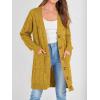 imagePRETTYGARDEN Long Sleeve Cable Knit Long Cardigan for Women 2025 Fall Winter Chunky Open Front Button Sweaters with PocketsYellow