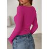 imagePRETTYGARDEN Long Sleeve Shirts for Women 2025 Fall Boat Neck Ribbed Knit Ruched Fitted Going Out Tops Casual Basic TeesHot Pink