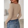 imagePRETTYGARDEN Long Sleeve Shirts for Women 2025 Fall Boat Neck Ribbed Knit Ruched Fitted Going Out Tops Casual Basic TeesLight Khaki
