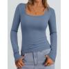imagePRETTYGARDEN Long Sleeve Shirts for Women Fall Outfits 2025 Ribbed Basic Tees Scoop Neck Going Out Tops Fashion ClothingBlue Grey