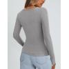 imagePRETTYGARDEN Long Sleeve Shirts for Women Fall Outfits 2025 Ribbed Basic Tees Scoop Neck Going Out Tops Fashion ClothingGrey
