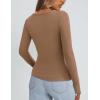 imagePRETTYGARDEN Long Sleeve Shirts for Women Fall Outfits 2025 Ribbed Basic Tees Scoop Neck Going Out Tops Fashion ClothingLight Khaki