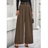 imagePRETTYGARDEN Womens Fall Wide Leg Trousers 2025 High Elastic Waist Loose Pleated Long Flowy Palazzo Work Pants with PocketsLight Brown