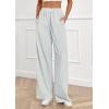 imagePRETTYGARDEN Womens Striped Pajama Pants 2025 Fall Fashion Clothing Lounge Sleep Pj Bottoms Comfy Casual Wide Leg TrousersGrey Blue