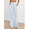 imagePRETTYGARDEN Womens Striped Pajama Pants 2025 Fall Fashion Clothing Lounge Sleep Pj Bottoms Comfy Casual Wide Leg TrousersLight Blue