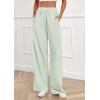 imagePRETTYGARDEN Womens Striped Pajama Pants 2025 Fall Fashion Clothing Lounge Sleep Pj Bottoms Comfy Casual Wide Leg TrousersLight Green