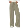 imagePRETTYGARDEN Womens Wide Leg Pants 2025 Fall Elastic High Waisted Knit Casual Lounge Palazzo Pant Trousers with PocketsGreen