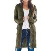 imagePRETTYGARDEN Long Sleeve Cable Knit Long Cardigan for Women 2025 Fall Winter Chunky Open Front Button Sweaters with PocketsArmy Green