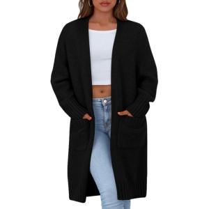 imagePRETTYGARDEN Fall Long Sleeve Cardigan Sweaters for Women 2025 Trendy Winter Open Front Loose Knitted Cardigans with Pockets