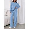 imagePRETTYGARDEN 2 Piece Sets For Women Fall Trendy Long Sleeve Sweatshirt Wide Leg Pants Loungewear Set Matching SweatsuitLight Blue