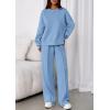 imagePRETTYGARDEN 2 Piece Sets For Women Fall Trendy Long Sleeve Sweatshirt Wide Leg Pants Loungewear Set Matching SweatsuitLight Blue