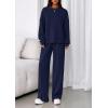 imagePRETTYGARDEN 2 Piece Sets For Women Fall Trendy Long Sleeve Sweatshirt Wide Leg Pants Loungewear Set Matching SweatsuitNavy