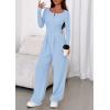 imagePRETTYGARDEN Jumpsuits for Women Dressy Casual 2025 Fall One Piece Outfits Long Sleeve Wide Leg Pants Romper Fashion ClothingLight Blue