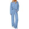 imagePRETTYGARDEN 2 Piece Sets For Women Fall Trendy Long Sleeve Sweatshirt Wide Leg Pants Loungewear Set Matching SweatsuitLight Blue