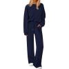 imagePRETTYGARDEN 2 Piece Sets For Women Fall Trendy Long Sleeve Sweatshirt Wide Leg Pants Loungewear Set Matching SweatsuitNavy