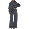 imagePRETTYGARDEN Womens Sweatsuits 2 Piece Set 2025 Casual Winter Long Sleeve Hoodie Loose Wide Leg Sweatpants Fall TracksuitDark Grey
