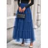imagePRETTYGARDEN Tulle Skirts for Women 2025 Fall Fashion Elastic High Waisted Fairy Tiered Flowy ALine Casual Maxi Long SkirtBlue