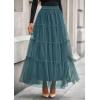 imagePRETTYGARDEN Tulle Skirts for Women 2025 Fall Fashion Elastic High Waisted Fairy Tiered Flowy ALine Casual Maxi Long SkirtSage Green