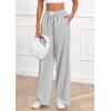 imagePRETTYGARDEN Womens Wide Leg Striped Pants 2025 Fall Casual High Waisted Baggy Palazzo Lounge Trousers Fashion BottomsBlack