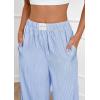 imagePRETTYGARDEN Womens Wide Leg Striped Pants 2025 Fall Casual High Waisted Baggy Palazzo Lounge Trousers Fashion BottomsBlue