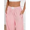 imagePRETTYGARDEN Womens Wide Leg Striped Pants 2025 Fall Casual High Waisted Baggy Palazzo Lounge Trousers Fashion BottomsRed