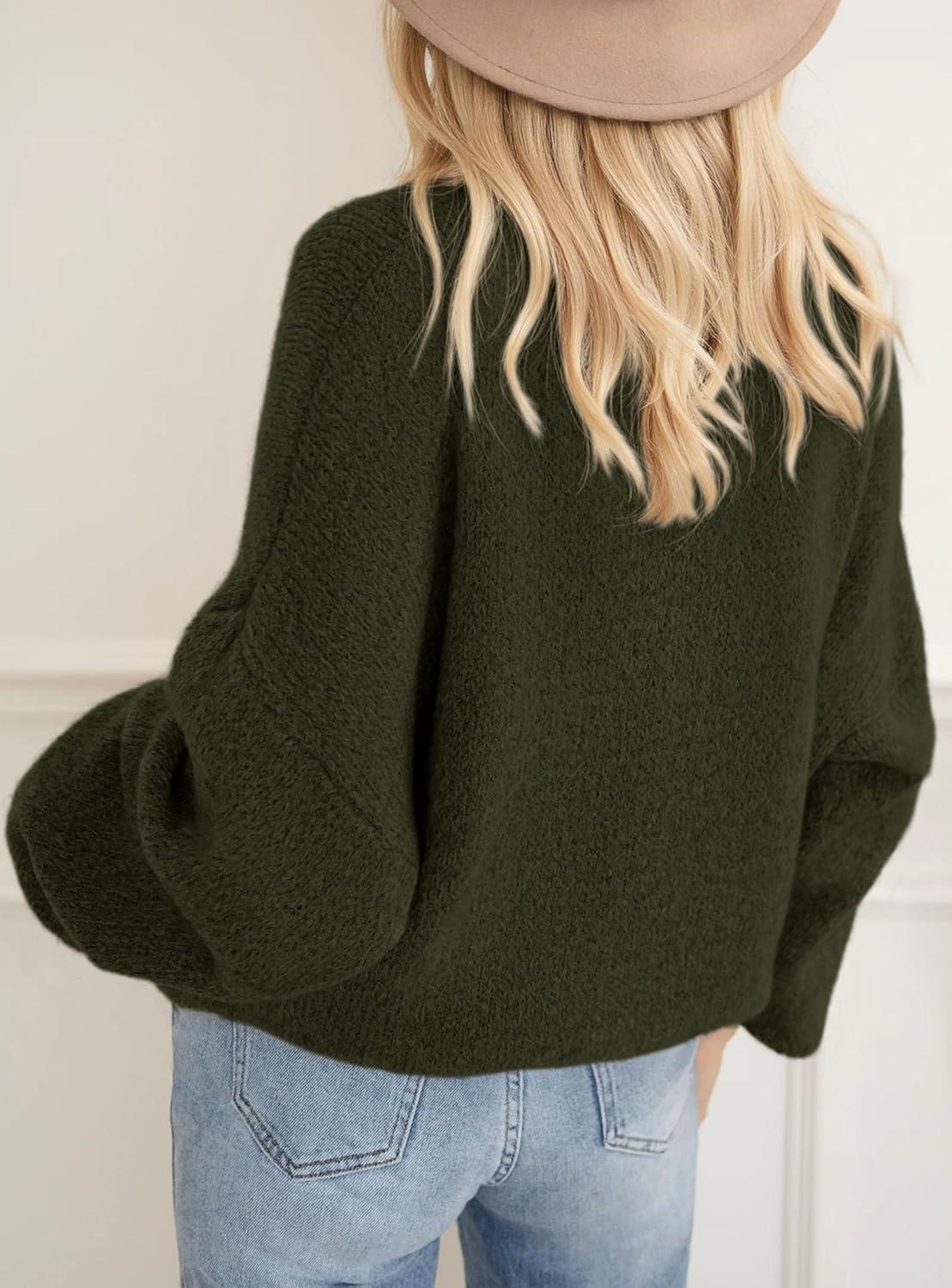 imagePRETTYGARDEN Womens Fall Oversized Sweaters Dressy Casual Long Sleeve Chunky Knit Winter Pullover Tops 2025 Holiday OutfitsArmy Green