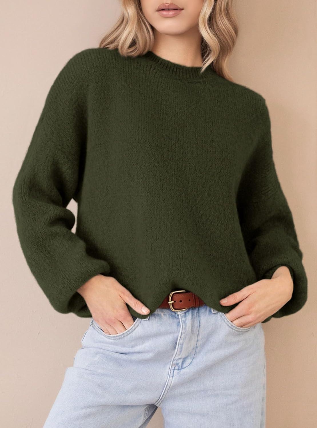 imagePRETTYGARDEN Womens Fall Oversized Sweaters Dressy Casual Long Sleeve Chunky Knit Winter Pullover Tops 2025 Holiday OutfitsArmy Green