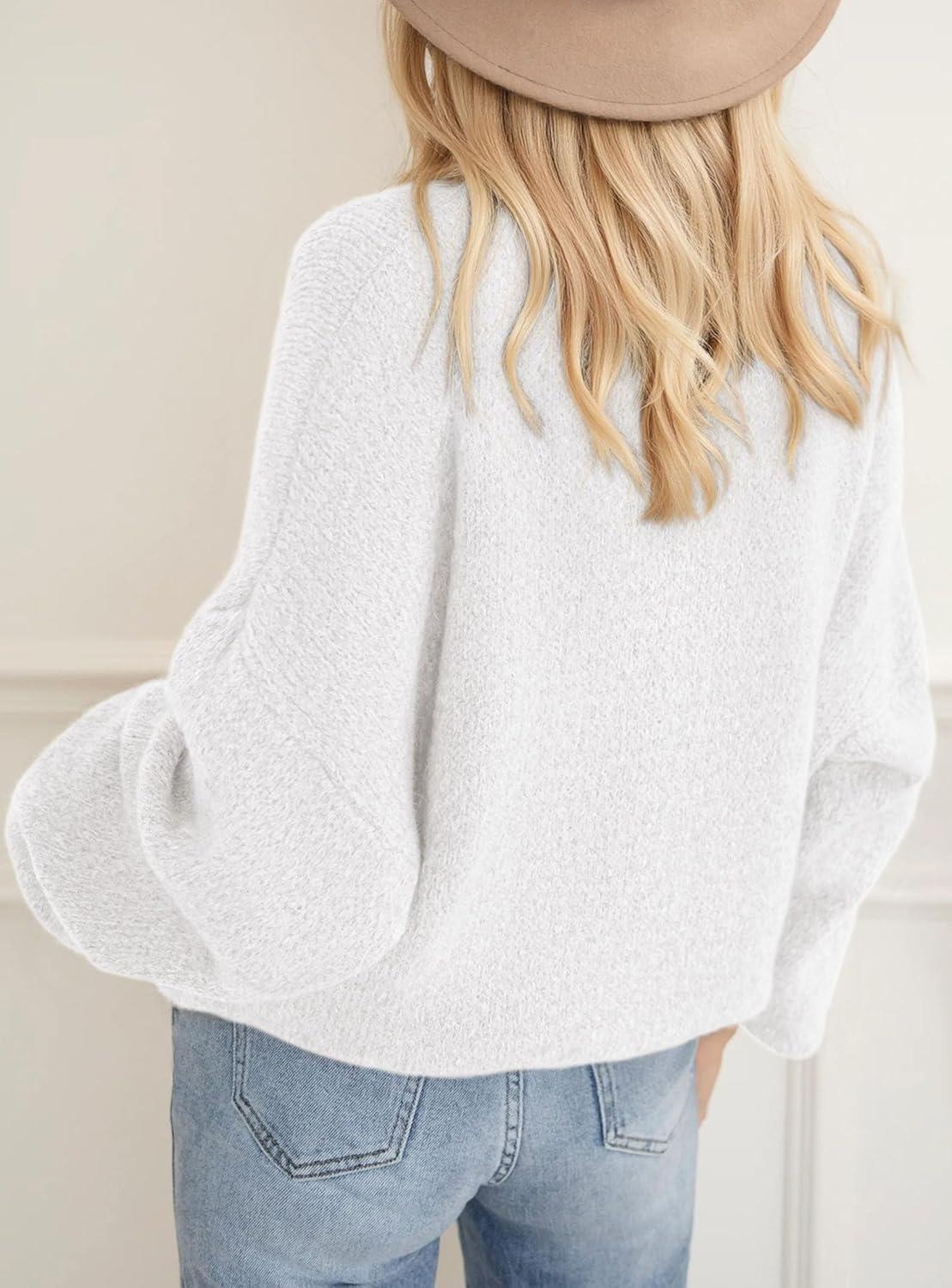 imagePRETTYGARDEN Womens Fall Oversized Sweaters Dressy Casual Long Sleeve Chunky Knit Winter Pullover Tops 2025 Holiday OutfitsWhite