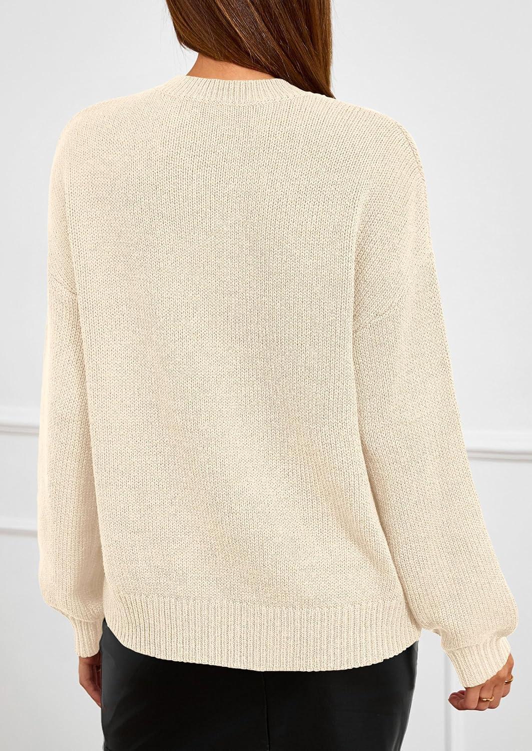 imagePRETTYGARDEN Womens Sweaters 2025 Fall Fashion Long Sleeve Crewneck Floral Knit Pullover Sweater Tops Winter ClothesBeige