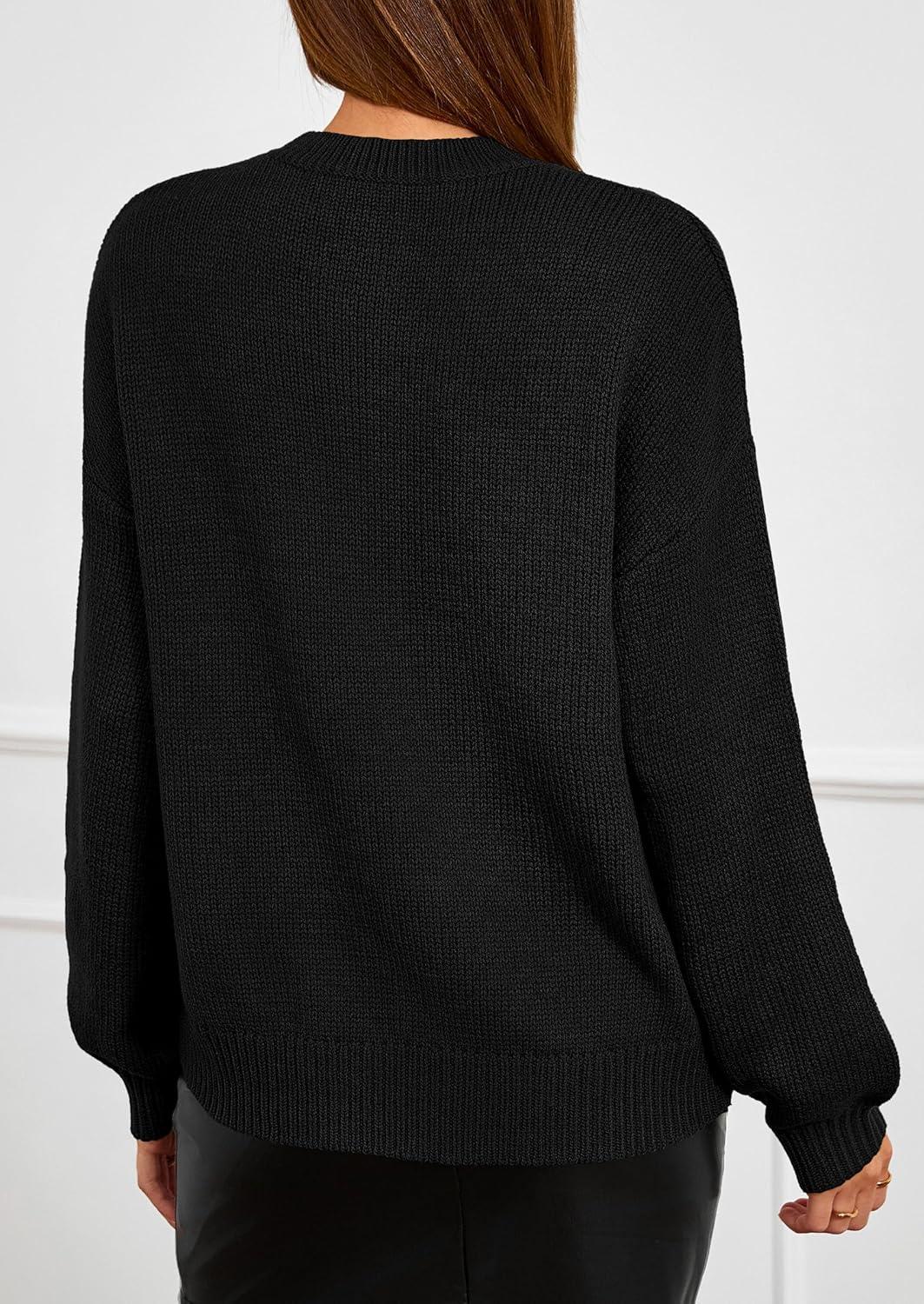 imagePRETTYGARDEN Womens Sweaters 2025 Fall Fashion Long Sleeve Crewneck Floral Knit Pullover Sweater Tops Winter ClothesBlack