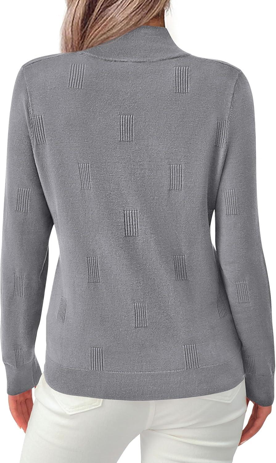 imagePRETTYGARDEN Womens Sweaters Quarter Zip Knit Long Sleeve Business Casual Pullover Tops 2025 Fall Fashion Work OutfitsGrey