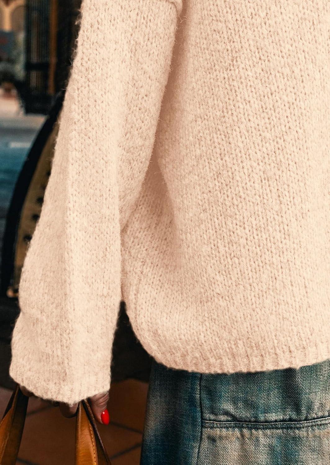 imagePRETTYGARDEN Womens Turtleneck Long Sleeve Sweater 2025 Fall Trendy Loose Fit Knit Tops Oversized Pullover SweatersApricot