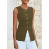imagePRETTYGARDEN Blazer Vest Tops for Women Sleeveless Button Down Business Casual Outfits Work Suit Vests WaistcoatArmy Green