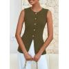 imagePRETTYGARDEN Blazer Vest Tops for Women Sleeveless Button Down Business Casual Outfits Work Suit Vests WaistcoatArmy Green