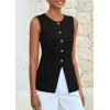 imagePRETTYGARDEN Blazer Vest Tops for Women Sleeveless Button Down Business Casual Outfits Work Suit Vests WaistcoatBlack