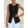 imagePRETTYGARDEN Blazer Vest Tops for Women Sleeveless Button Down Business Casual Outfits Work Suit Vests WaistcoatBlack