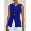 imagePRETTYGARDEN Blazer Vest Tops for Women Sleeveless Button Down Business Casual Outfits Work Suit Vests WaistcoatBlue