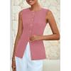 imagePRETTYGARDEN Blazer Vest Tops for Women Sleeveless Button Down Business Casual Outfits Work Suit Vests WaistcoatPink