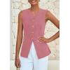 imagePRETTYGARDEN Blazer Vest Tops for Women Sleeveless Button Down Business Casual Outfits Work Suit Vests WaistcoatPink