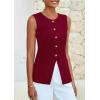 imagePRETTYGARDEN Blazer Vest Tops for Women Sleeveless Button Down Business Casual Outfits Work Suit Vests WaistcoatWine Red