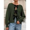 imagePRETTYGARDEN Cardigan Sweaters for Women Fall Fashion 2025 Bow Tie Front Long Sleeve Knit Sweater Tops Cute Winter ClothesArmy Green