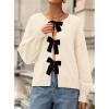 imagePRETTYGARDEN Cardigan Sweaters for Women Fall Fashion 2025 Bow Tie Front Long Sleeve Knit Sweater Tops Cute Winter ClothesBeige
