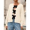 imagePRETTYGARDEN Cardigan Sweaters for Women Fall Fashion 2025 Bow Tie Front Long Sleeve Knit Sweater Tops Cute Winter ClothesBeige