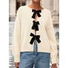 imagePRETTYGARDEN Cardigan Sweaters for Women Fall Fashion 2025 Bow Tie Front Long Sleeve Knit Sweater Tops Cute Winter ClothesBeige