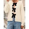 imagePRETTYGARDEN Cardigan Sweaters for Women Fall Fashion 2025 Bow Tie Front Long Sleeve Knit Sweater Tops Cute Winter ClothesBeige