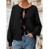 imagePRETTYGARDEN Cardigan Sweaters for Women Fall Fashion 2025 Bow Tie Front Long Sleeve Knit Sweater Tops Cute Winter ClothesBlack