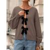 imagePRETTYGARDEN Cardigan Sweaters for Women Fall Fashion 2025 Bow Tie Front Long Sleeve Knit Sweater Tops Cute Winter ClothesCoffee